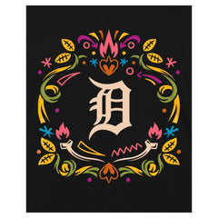 Detroit Tigers Women's Día de los Muertos V-Neck T-Shirt - Black | New Era