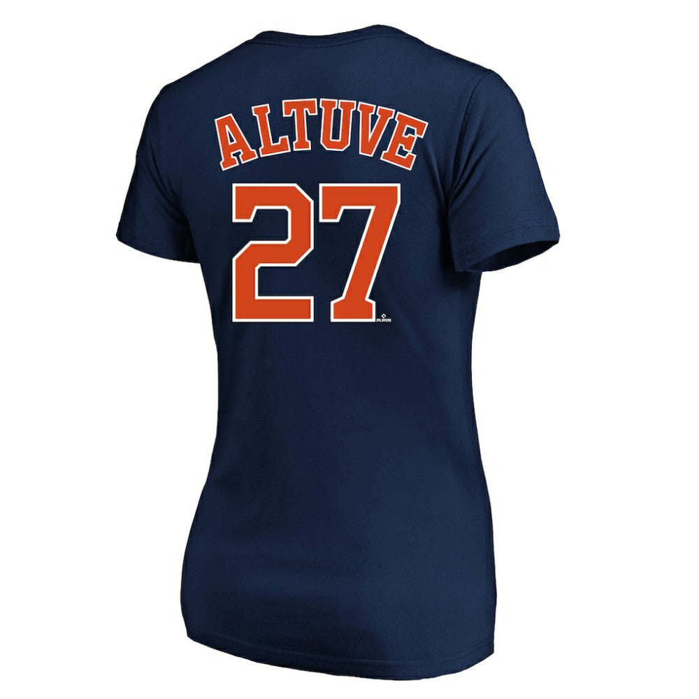 Jose Altuve Houston Astros Profile Women's Plus Size Name & Number V-Neck T-Shirt - Navy