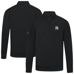 New York Yankees Levelwear Upright Insignia Tri-Blend Quarter-Zip Pullover - Black