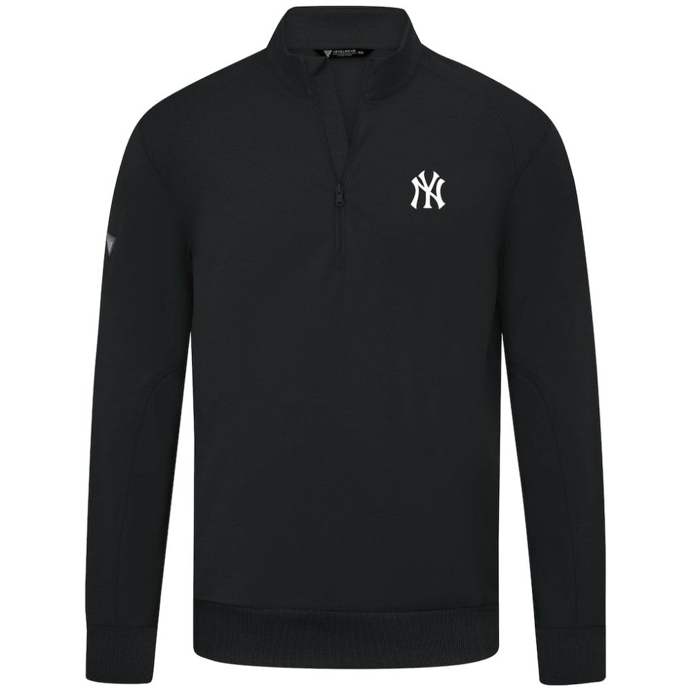 New York Yankees Levelwear Upright Insignia Tri-Blend Quarter-Zip Pullover - Black