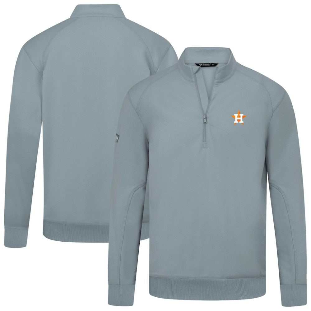 Houston Astros Levelwear Upright Insignia Tri-Blend Quarter-Zip Pullover - Gray