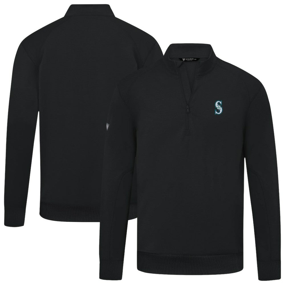 Seattle Mariners Levelwear Upright Insignia Tri-Blend Quarter-Zip Pullover - Black