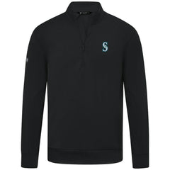 Seattle Mariners Levelwear Upright Insignia Tri-Blend Quarter-Zip Pullover - Black