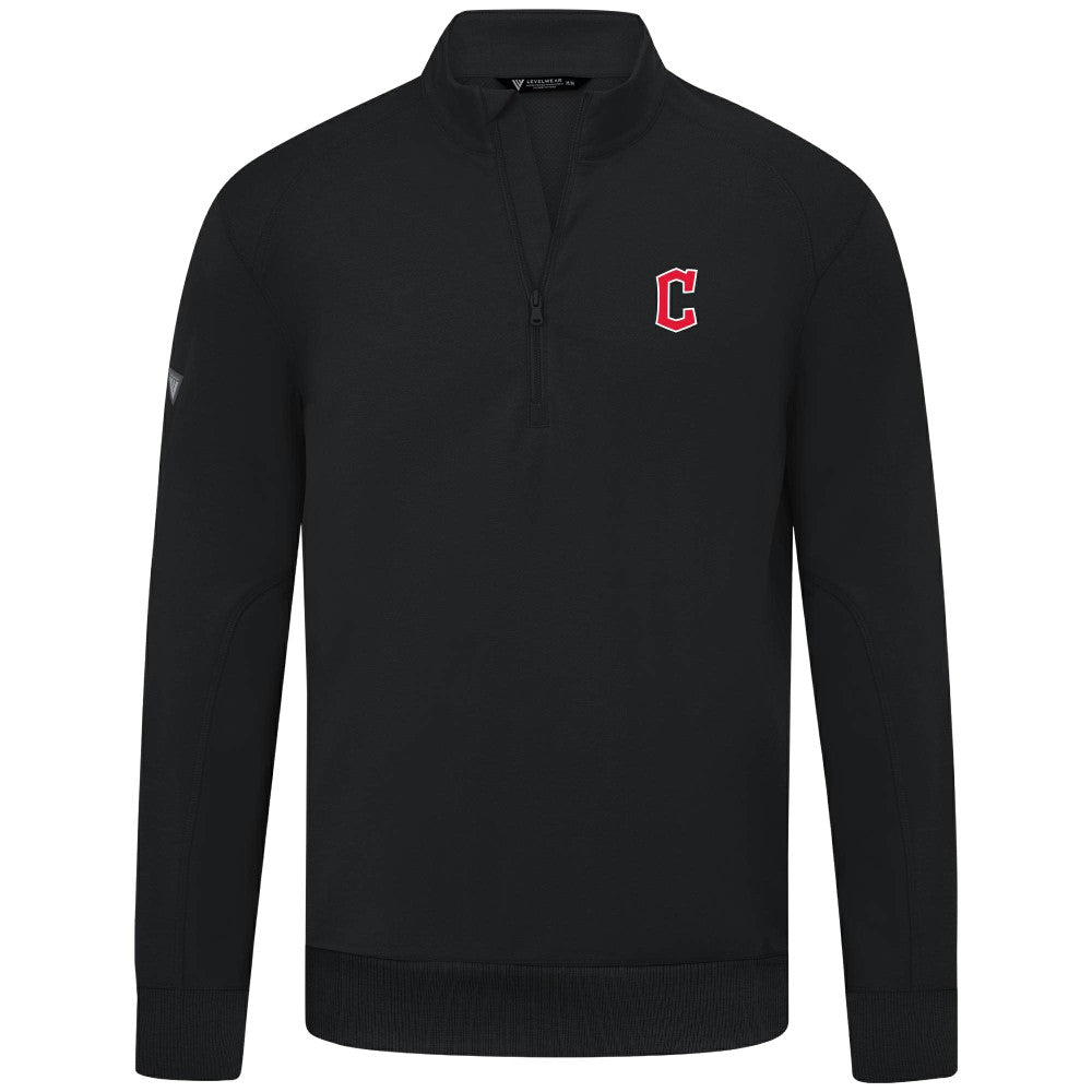 Cleveland Guardians Levelwear Upright Insignia Tri-Blend Quarter-Zip Pullover - Black