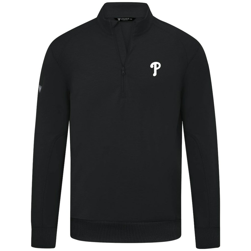 Philadelphia Phillies Levelwear Upright Insignia Tri-Blend Quarter-Zip Pullover - Black