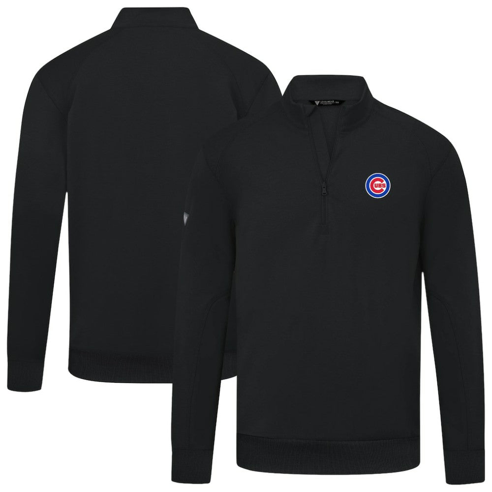 Chicago Cubs Levelwear Upright Insignia Tri-Blend Quarter-Zip Pullover - Black