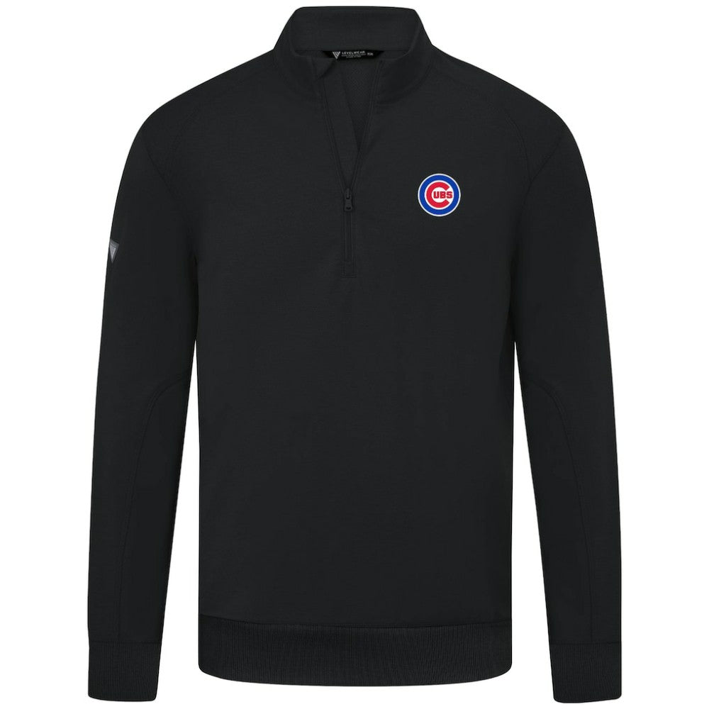 Chicago Cubs Levelwear Upright Insignia Tri-Blend Quarter-Zip Pullover - Black