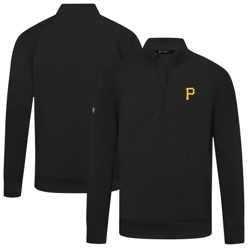 Pittsburgh Pirates Levelwear Upright Insignia Tri-Blend Quarter-Zip Pullover - Black