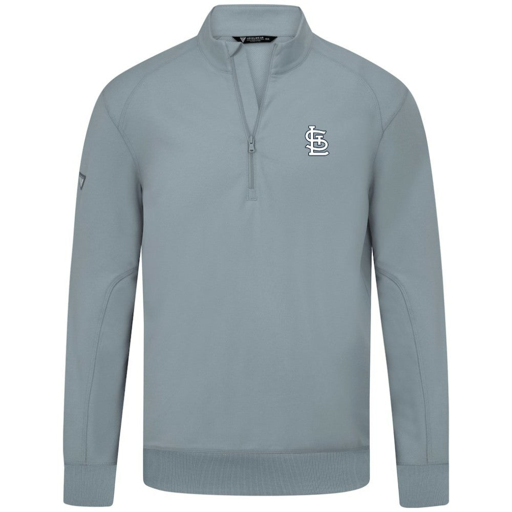 St. Louis Cardinals Levelwear Upright Insignia Tri-Blend Quarter-Zip Pullover - Gray