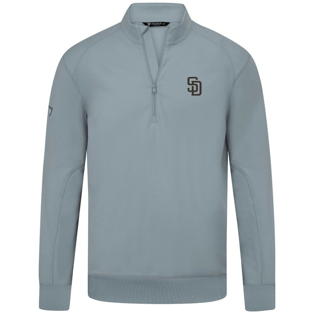 San Diego Padres Levelwear Upright Insignia Tri-Blend Quarter-Zip Pullover - Gray