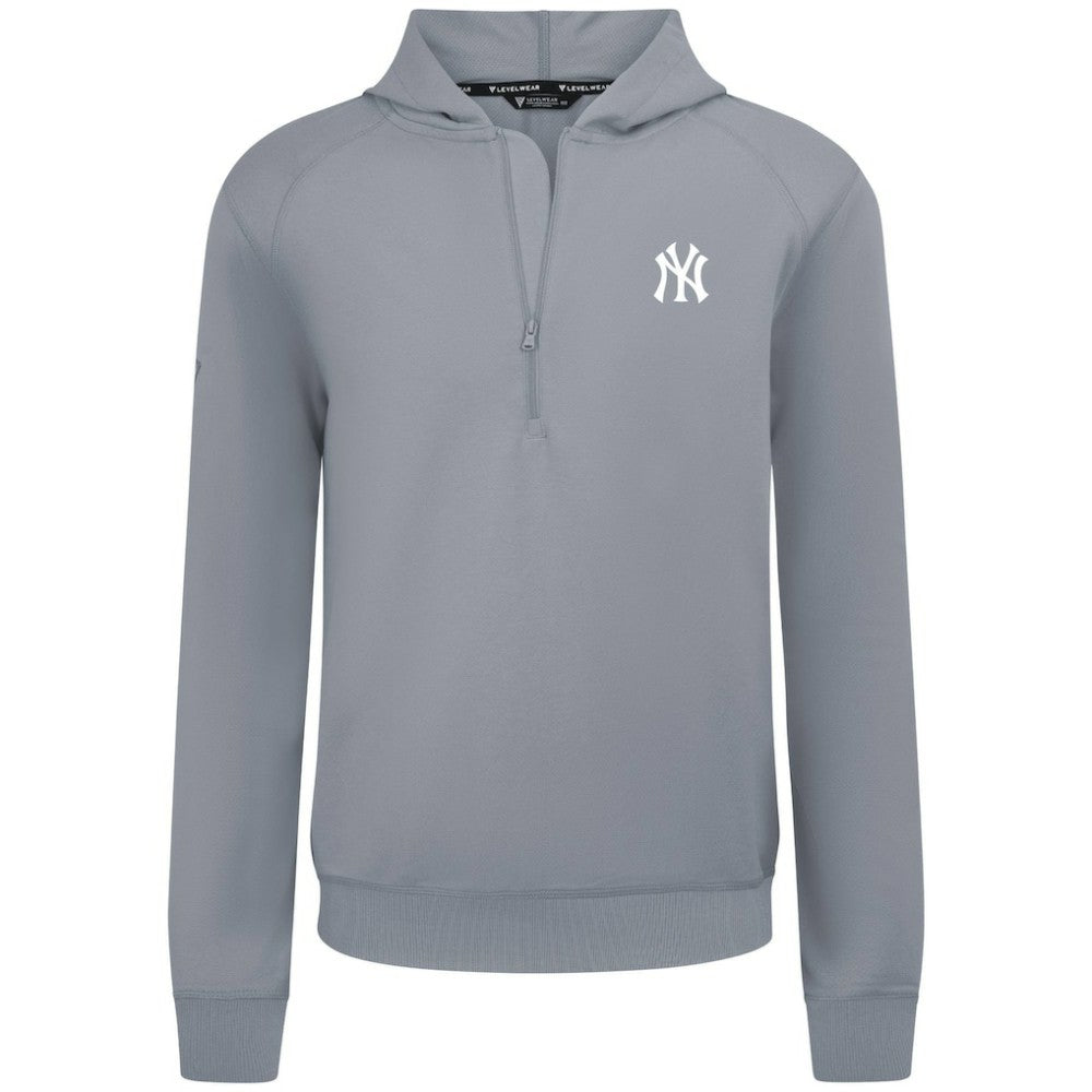 New York Yankees Levelwear Technic Insignia Quarter-Zip Hoodie - Gray