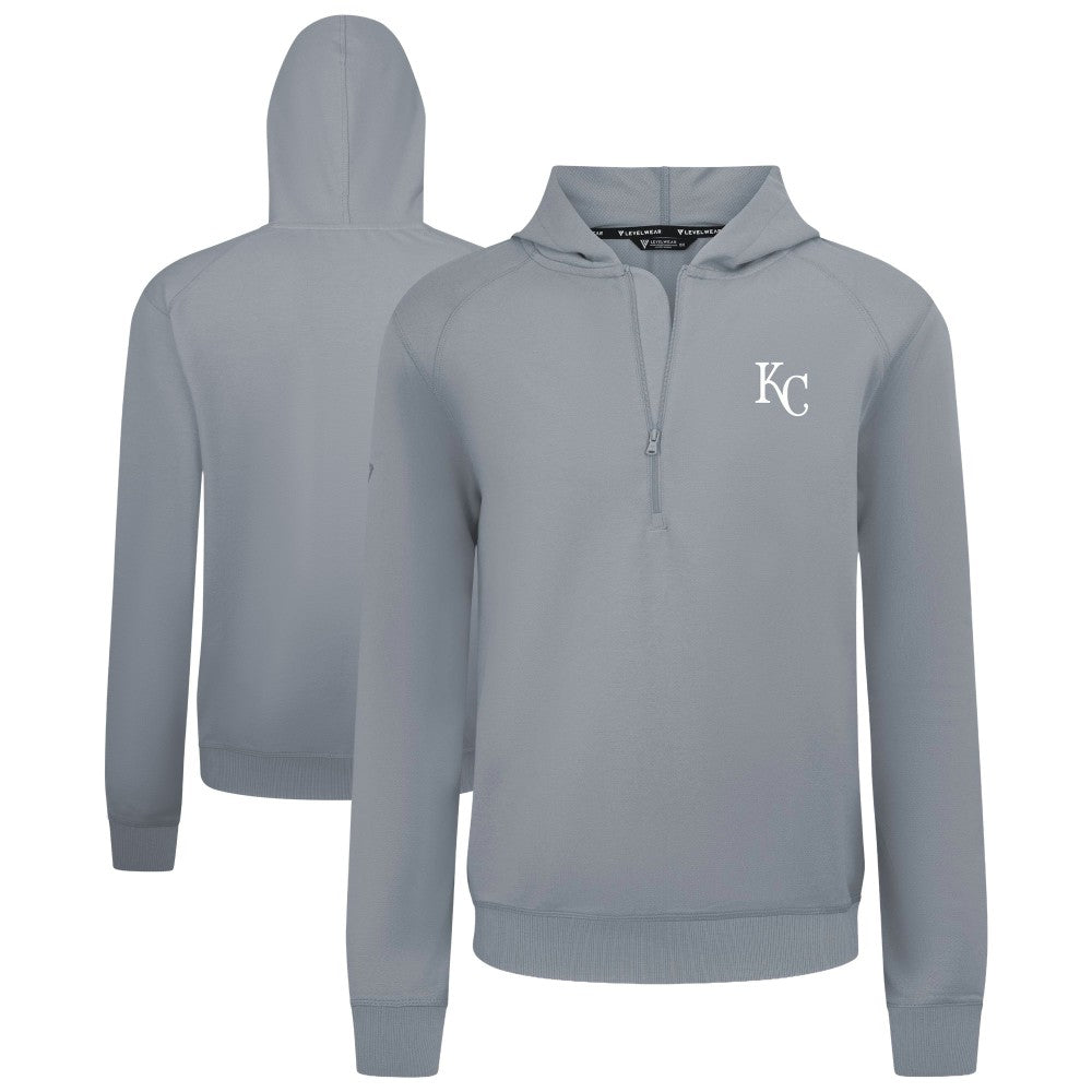 Kansas City Royals Levelwear Technic Insignia Quarter-Zip Hoodie - Gray