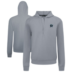 Miami Marlins Levelwear Technic Insignia Quarter-Zip Hoodie - Gray
