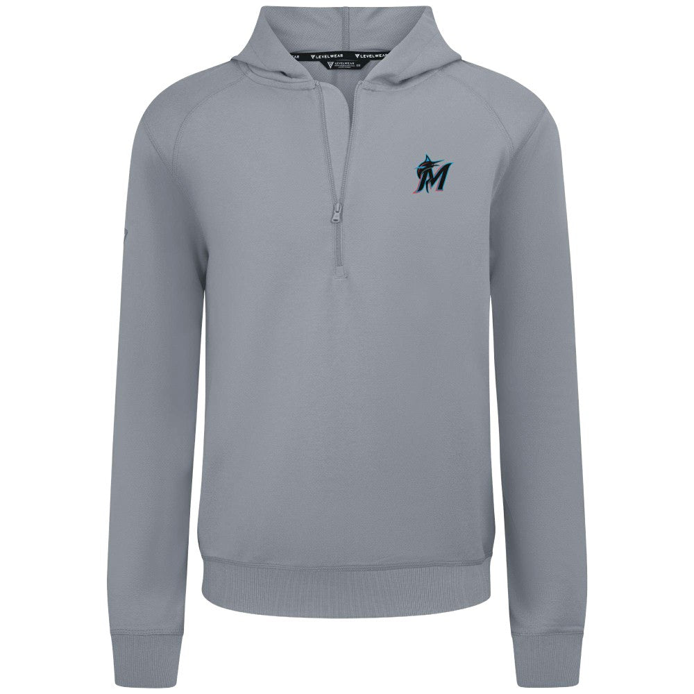 Miami Marlins Levelwear Technic Insignia Quarter-Zip Hoodie - Gray