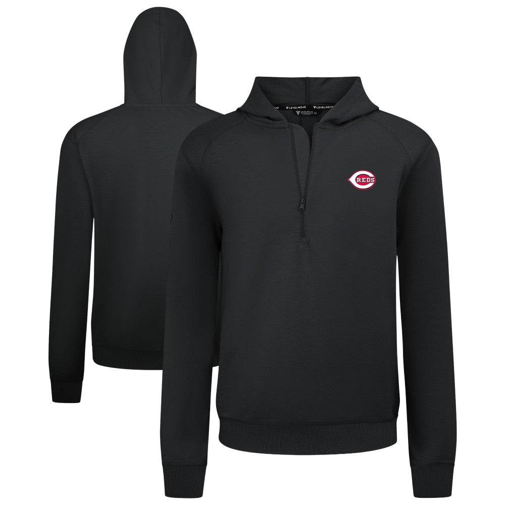 Cincinnati Reds Levelwear Technic Insignia Quarter-Zip Hoodie - Black