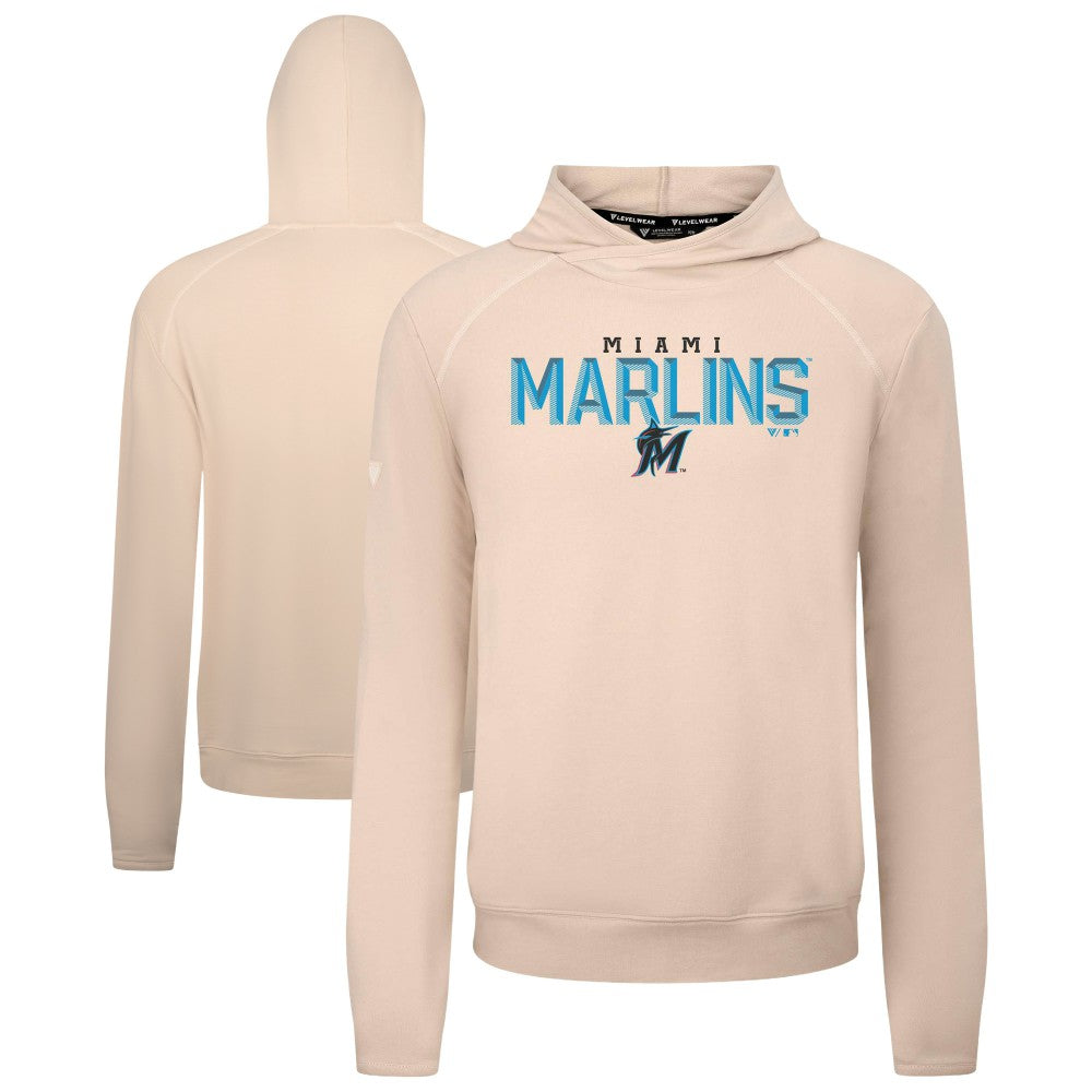 Miami Marlins Levelwear Mandate Carve Tri-Blend Hoodie - Khaki
