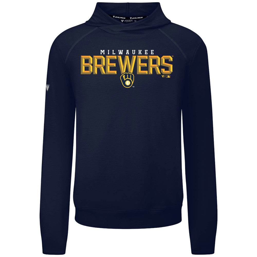 Milwaukee Brewers Levelwear Mandate Carve Tri-Blend Hoodie - Navy