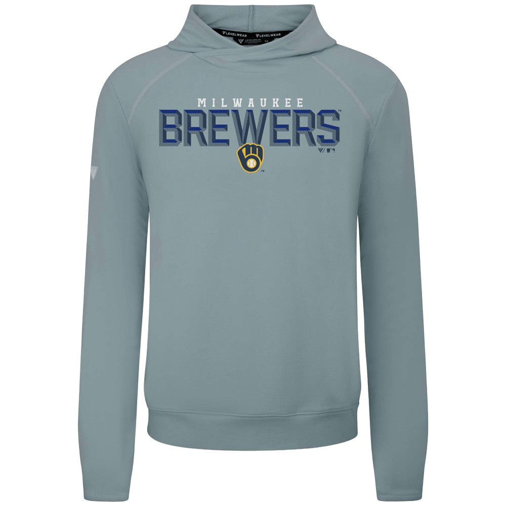 Milwaukee Brewers Levelwear Mandate Carve Tri-Blend Hoodie - Gray