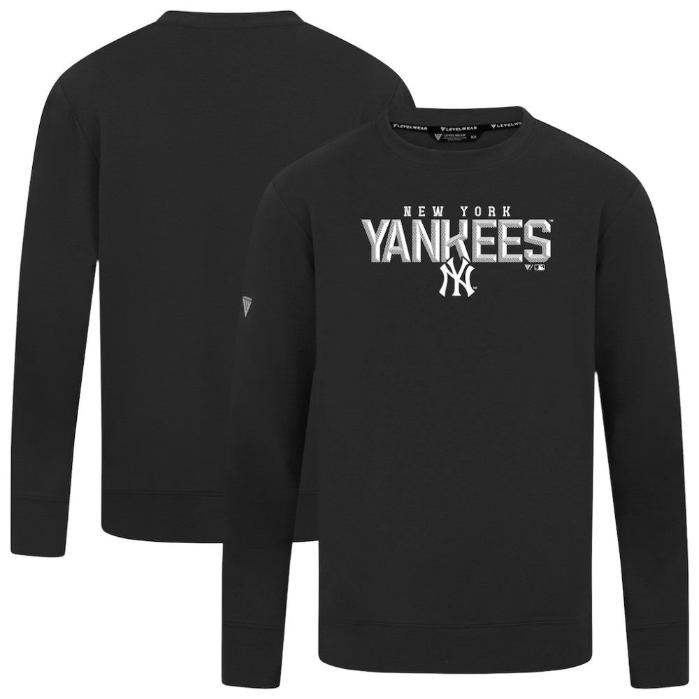 New York Yankees Levelwear Mandate Carve Tri-Blend Sweatshirt - Black