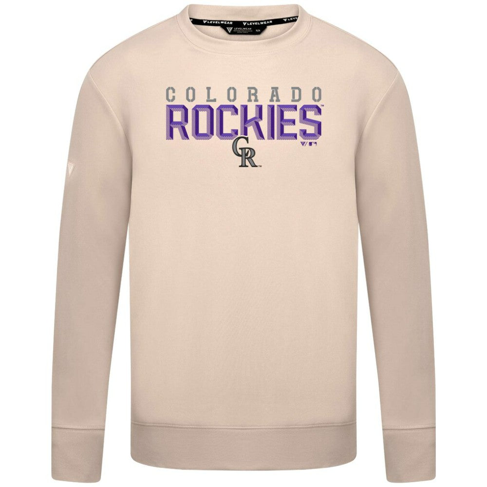 Colorado Rockies Levelwear Mandate Carve Tri-Blend Sweatshirt - Khaki