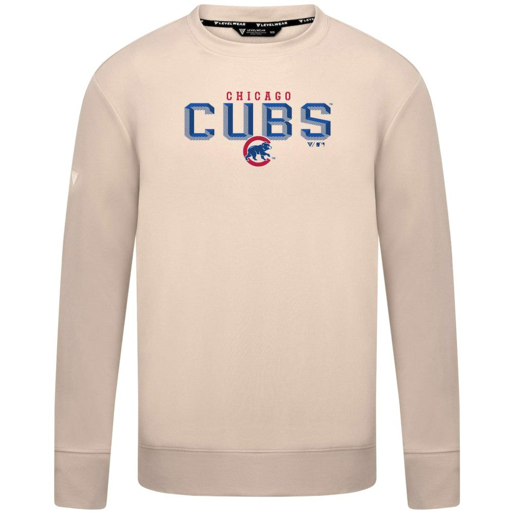Chicago Cubs Levelwear Mandate Carve Tri-Blend Sweatshirt - Khaki