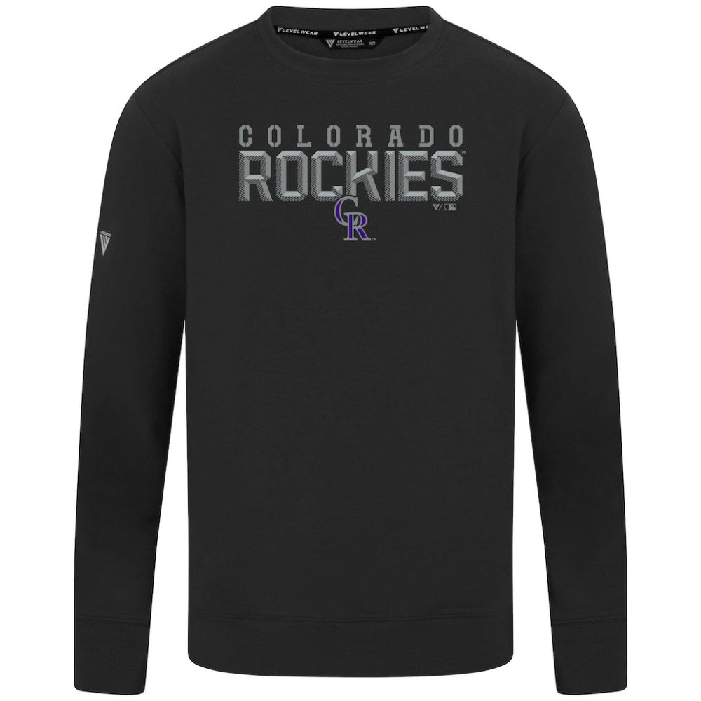 Colorado Rockies Levelwear Mandate Carve Tri-Blend Sweatshirt - Black