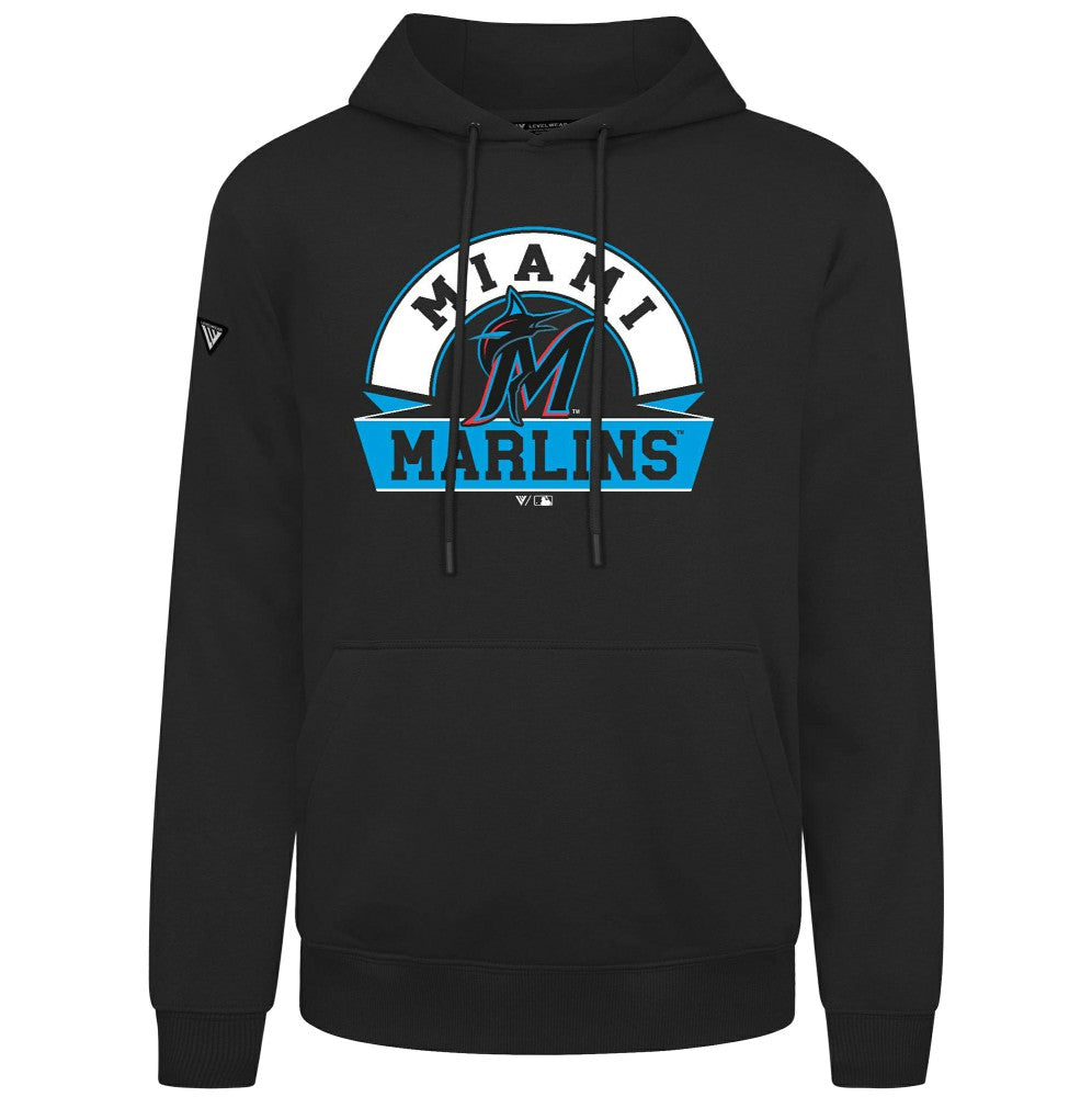 Miami Marlins Levelwear Podium Banner Arch Hoodie - Black