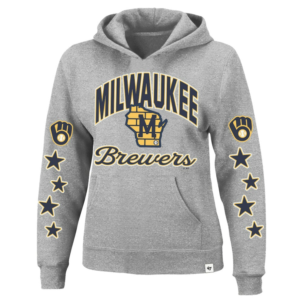 Milwaukee Brewers Women's Plus Size Starry Eye Hoodie - Heather Gray | 47 brand