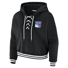 New York Rangers WEAR by Erin Andrews Women's Cropped Lace-Up Hoodie