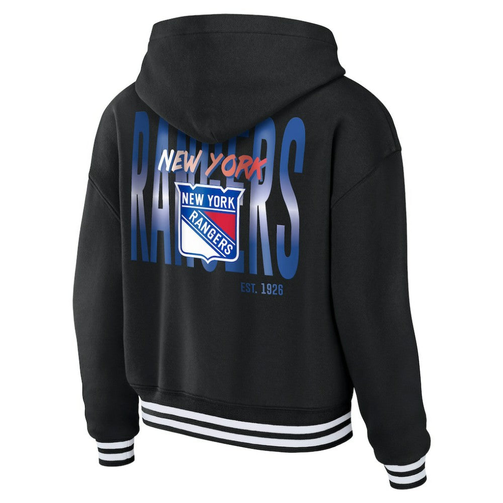 New York Rangers WEAR by Erin Andrews Women's Cropped Lace-Up Hoodie