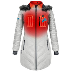 NFL Detroit Lions ActionHeat Women's 5V Battery Heated Long Puffer Full-Zip Hoodie Jacket