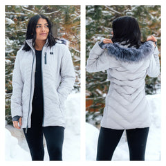 NFL Kansas City Chiefs ActionHeat Women's 5V Battery Heated Long Puffer Full-Zip Hoodie Jacket