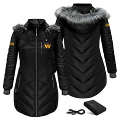 NFL Washington Commanders ActionHeat Women's 5V Battery Heated Long Puffer Full-Zip Hoodie Jacket