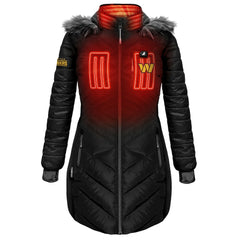 NFL Washington Commanders ActionHeat Women's 5V Battery Heated Long Puffer Full-Zip Hoodie Jacket