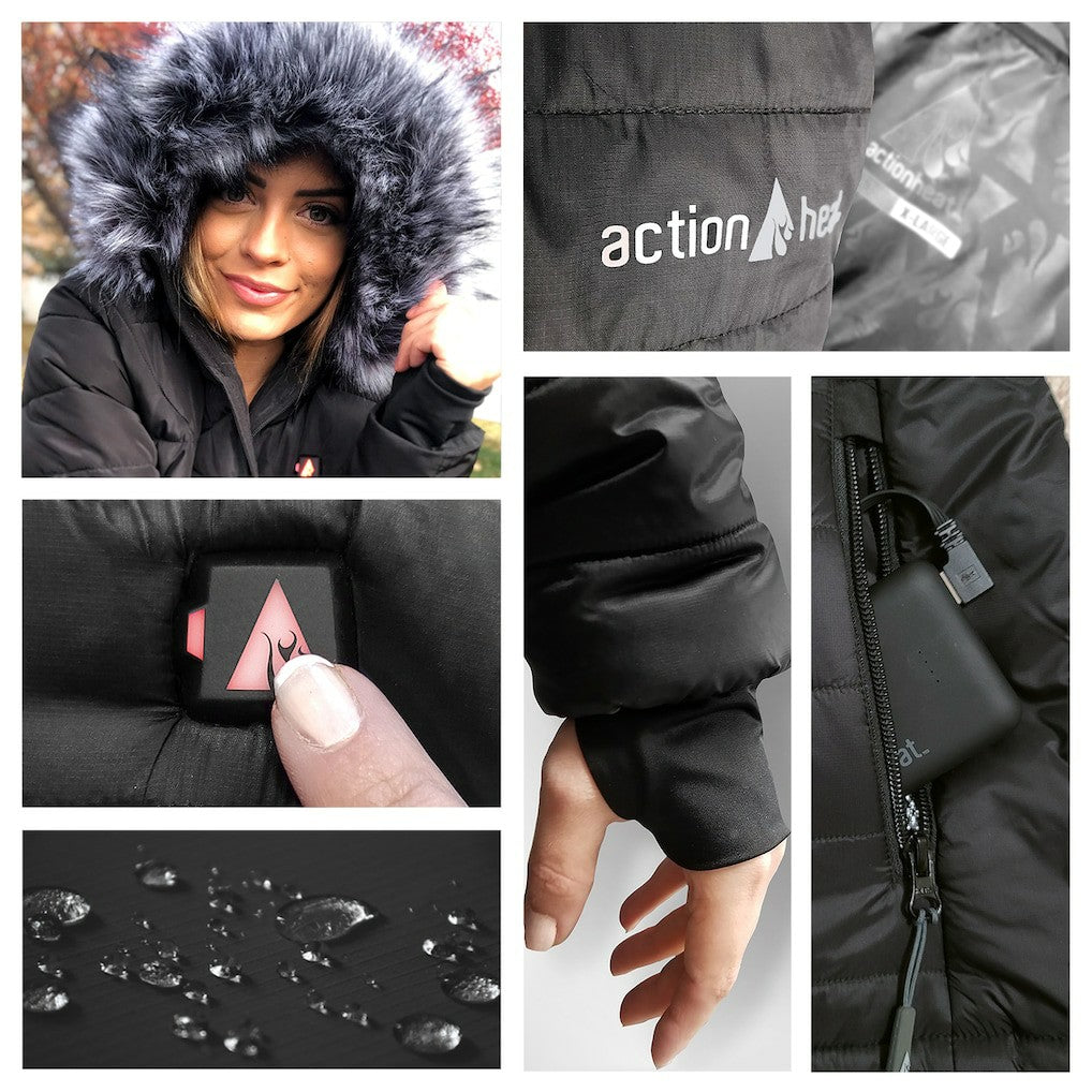 NFL Washington Commanders ActionHeat Women's 5V Battery Heated Long Puffer Full-Zip Hoodie Jacket