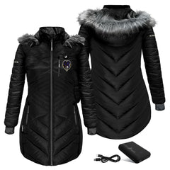 NFL Baltimore Ravens ActionHeat Women's 5V Battery Heated Long Puffer Full-Zip Hoodie Jacket