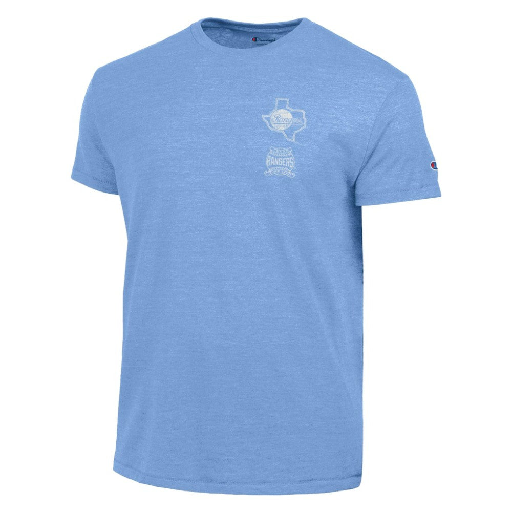 Texas Rangers Champion Vintage 3-Hit Tri-Blend T-Shirt - Light Blue