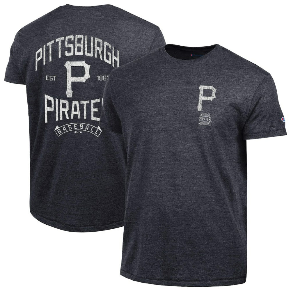 Pittsburgh Pirates Champion Vintage 3-Hit Tri-Blend T-Shirt - Black