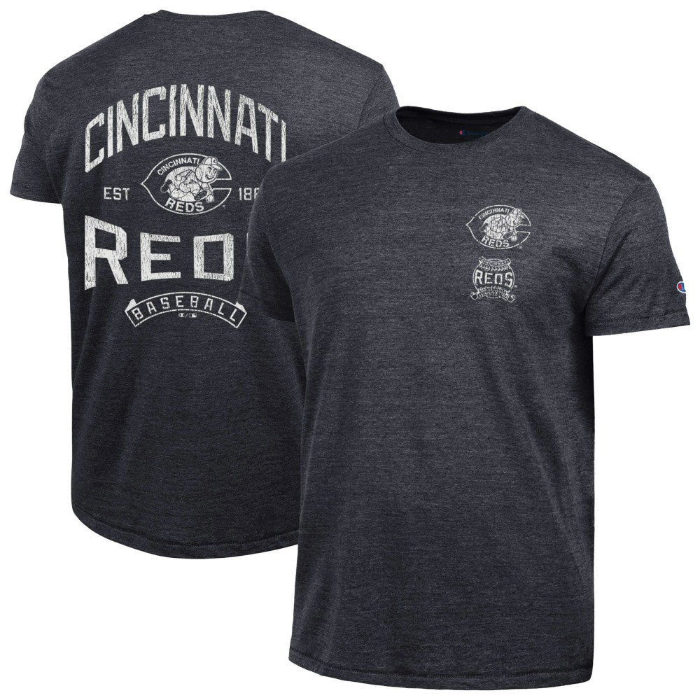 Cincinnati Reds Champion Vintage 3-Hit Tri-Blend T-Shirt - Black