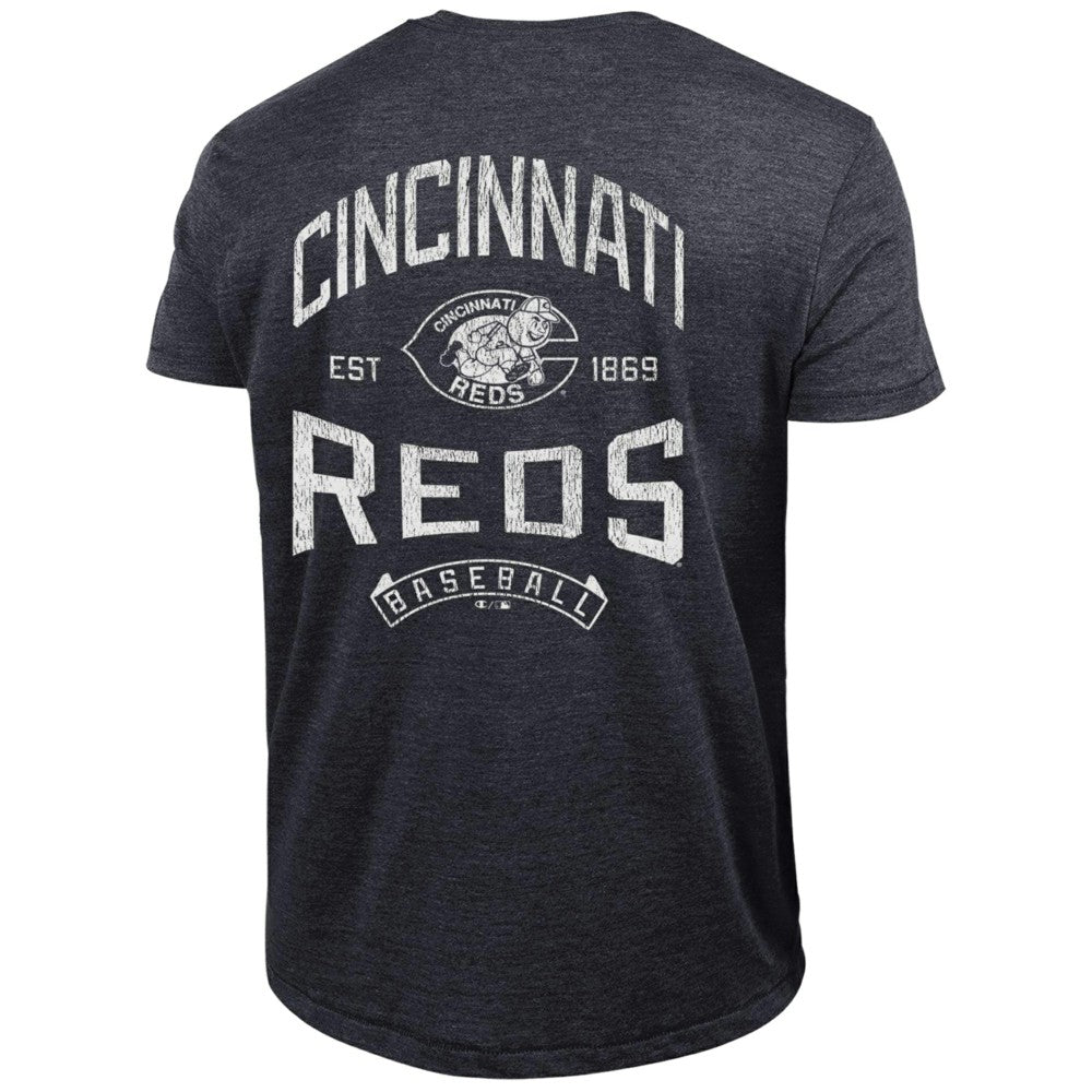 Cincinnati Reds Champion Vintage 3-Hit Tri-Blend T-Shirt - Black