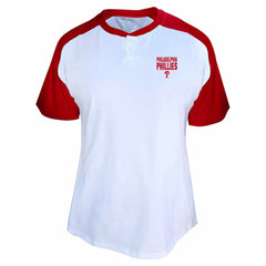 Bryce Harper Philadelphia Phillies Profile Women's Plus Size Name & Number Raglan Henley T-Shirt - White