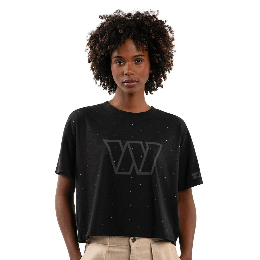 NFL Washington Commanders Starter Women's Rhinestone Sprinkle Boxy Cropped T-Shirt