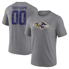 NFL Baltimore Ravens Heritage Custom Name & Number Tri-Blend T-Shirt