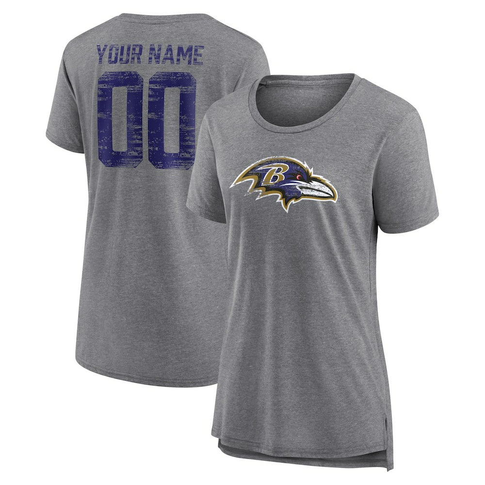NFL Baltimore Ravens Women's Heritage Custom Name & Number Tri-Blend T-Shirt