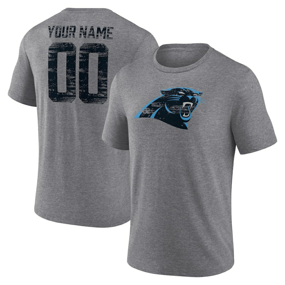 NFL Carolina Panthers Heritage Custom Name & Number Tri-Blend T-Shirt