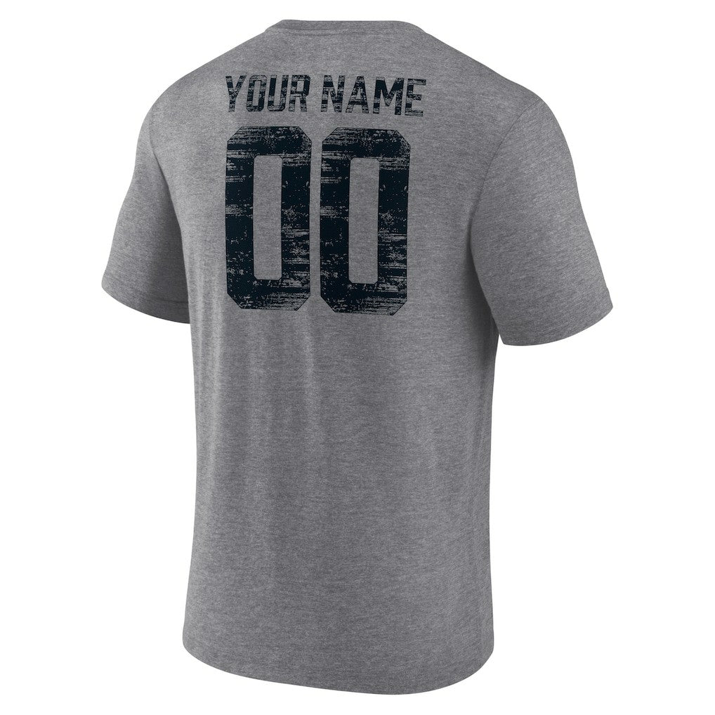 NFL Carolina Panthers Heritage Custom Name & Number Tri-Blend T-Shirt