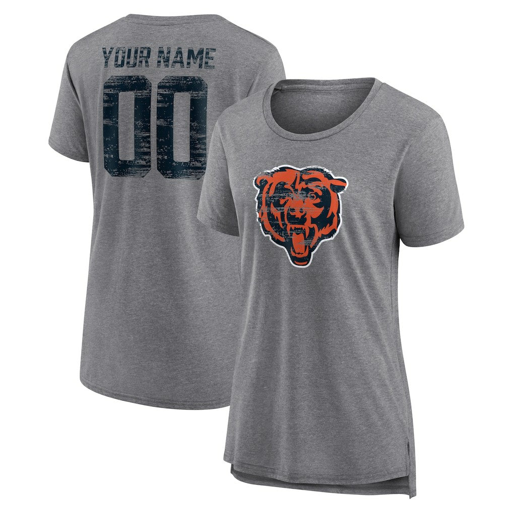 NFL Chicago Bears Women's Heritage Custom Name & Number Tri-Blend T-Shirt