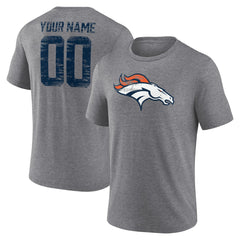 NFL Denver Broncos Heritage Custom Name & Number Tri-Blend T-Shirt