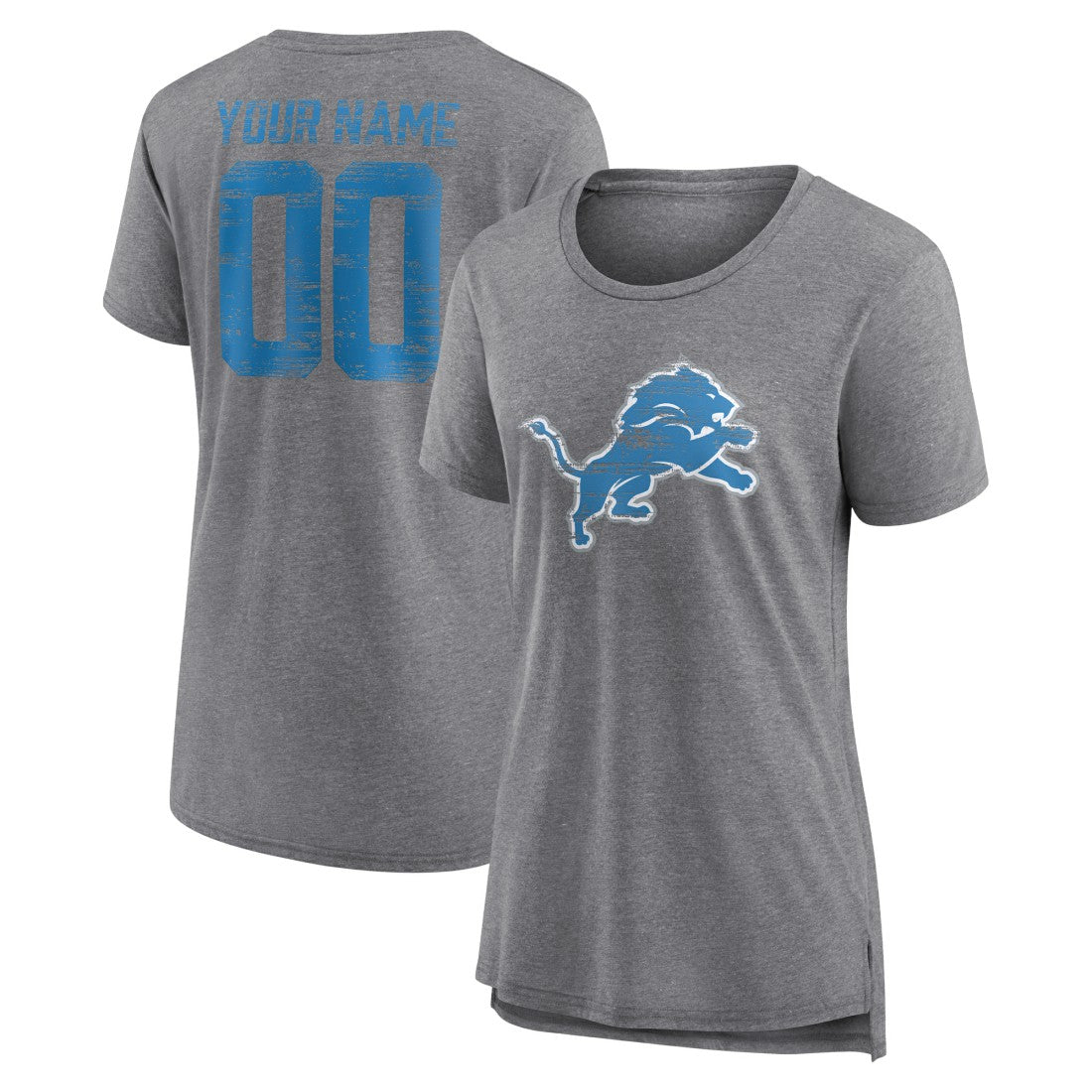 NFL Detroit Lions Women's Heritage Custom Name & Number Tri-Blend T-Shirt