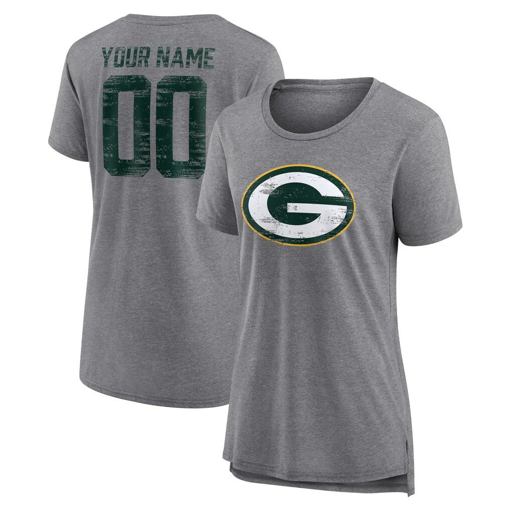 NFL Green Bay Packers Women's Heritage Custom Name & Number Tri-Blend T-Shirt